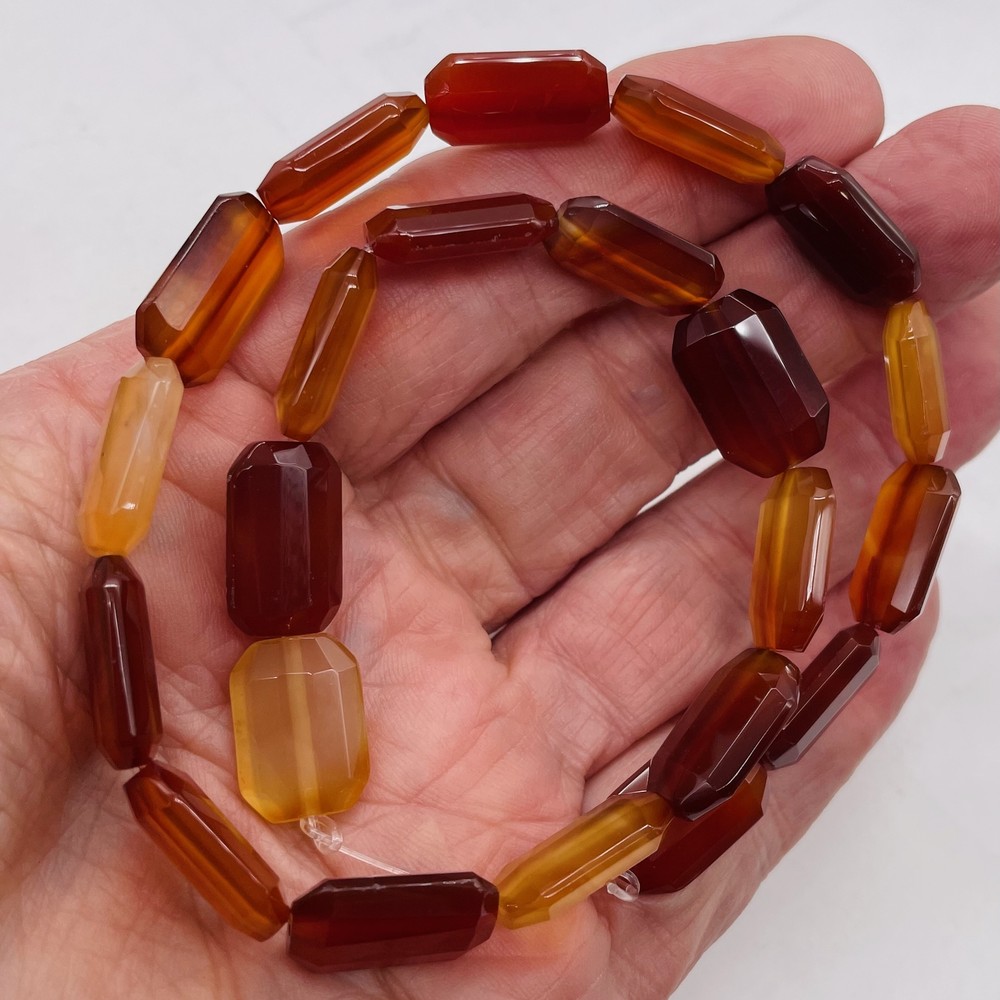 Faceted Carnelian Agate 12x18mm Rectangular Beads | 5 Beads |
