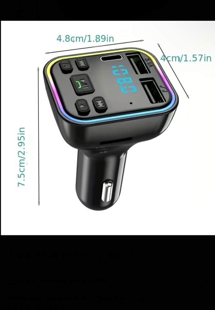 Wireless Car Mp3 Player Wireless FM Transmitter Type C USB C Fast Charging