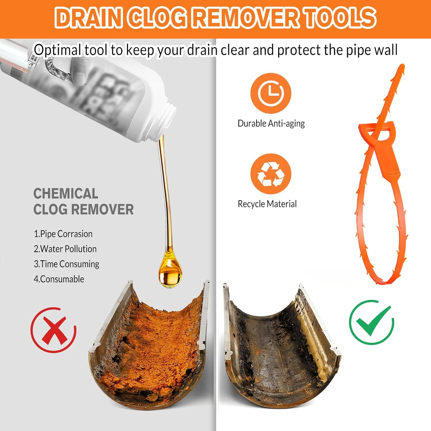 Drain Hair Catcher 20 Inch Drain Snake Shower Drain Hair Trap Clog Remover Lot