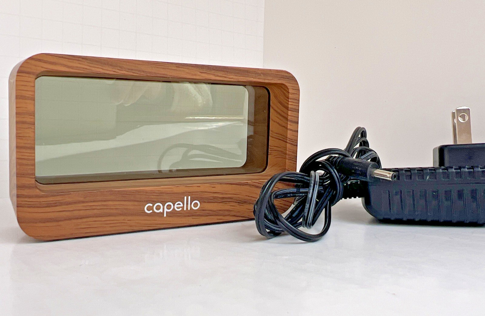 Capello Wood Grain Digital Alarm Clock Large Display USB Charging AC Adapter