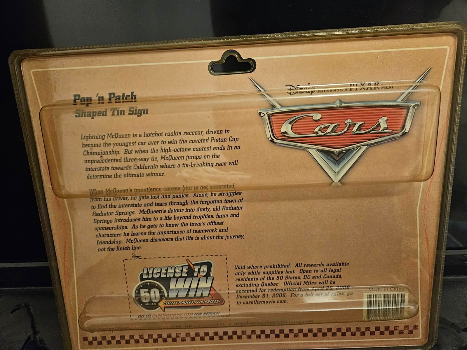 Disney Cars Pop’n Patch Shaped Tin Sign