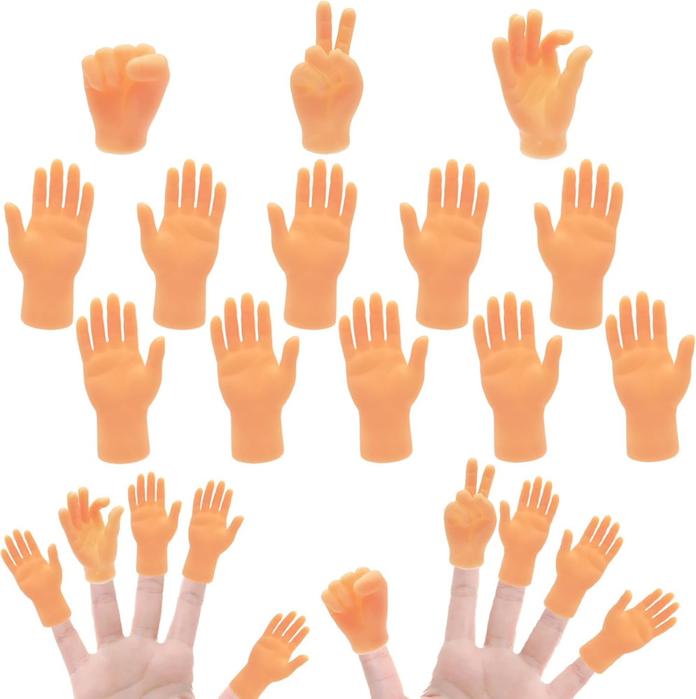 14 Pcs Tiny Finger Hands,Premium Rubber Mini Tiny Finger Hands,Flat Hand Style M
