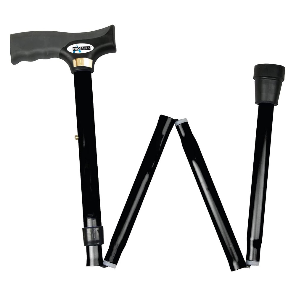 ProBasics Black Folding Cane For Men and Women, Adjustable Foldable