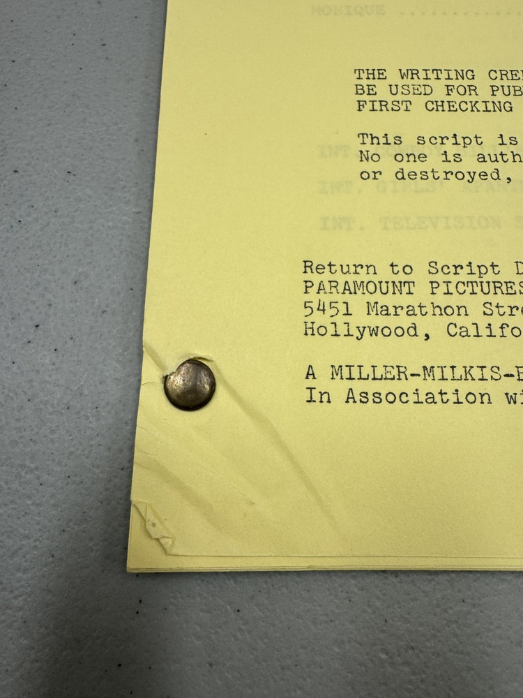 Laverne and Shirley original Tv show script