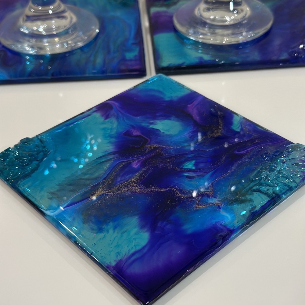 Blue Ocean Resin Coaster Set