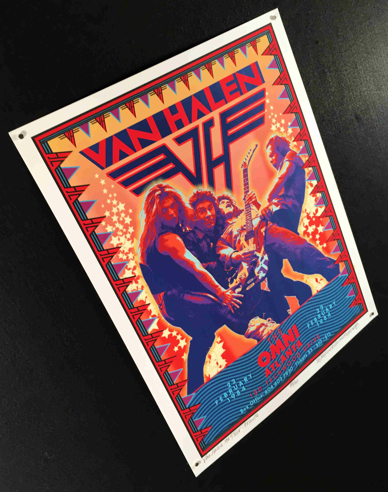 VAN HALEN Poster New Artist's Tribute 1984 Tour Omni Atlanta Signed David Byrd