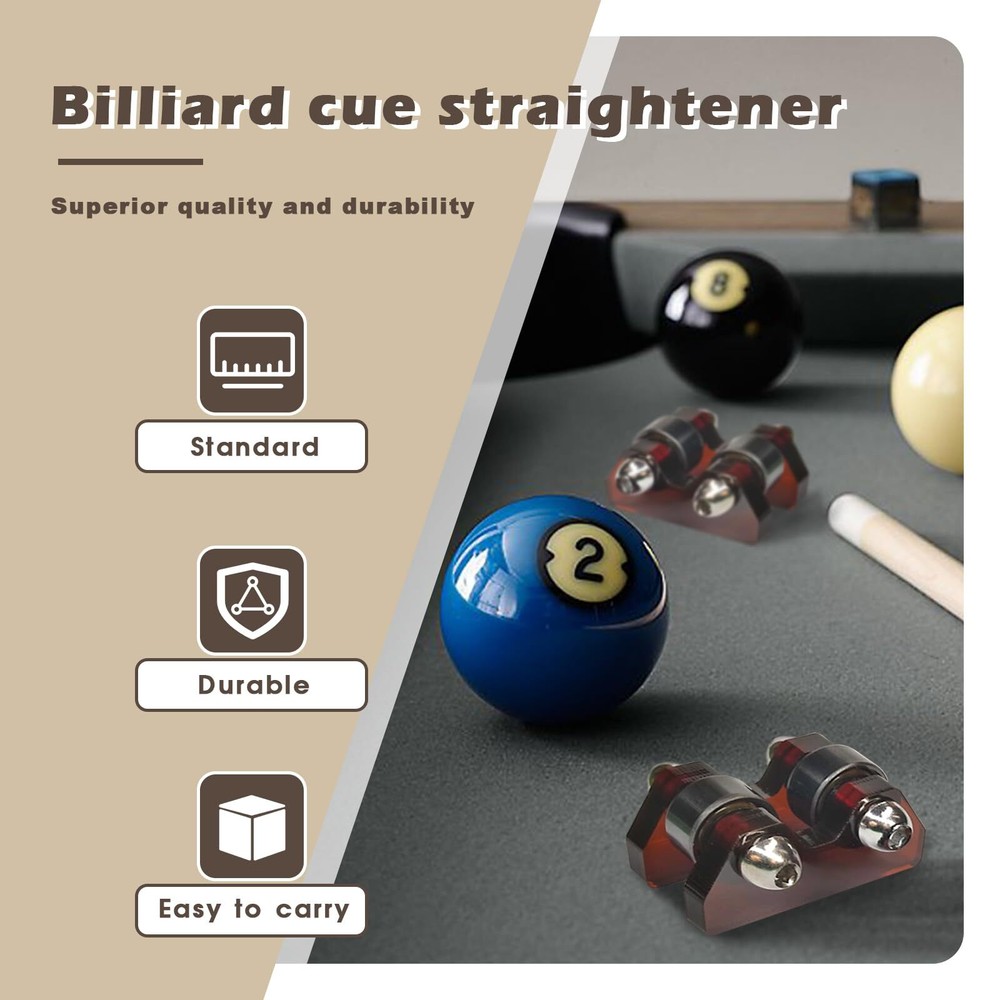2 Pack Pool Billiard Cue Straightness Checker Acrylic Roller Pool Billiard Cu...