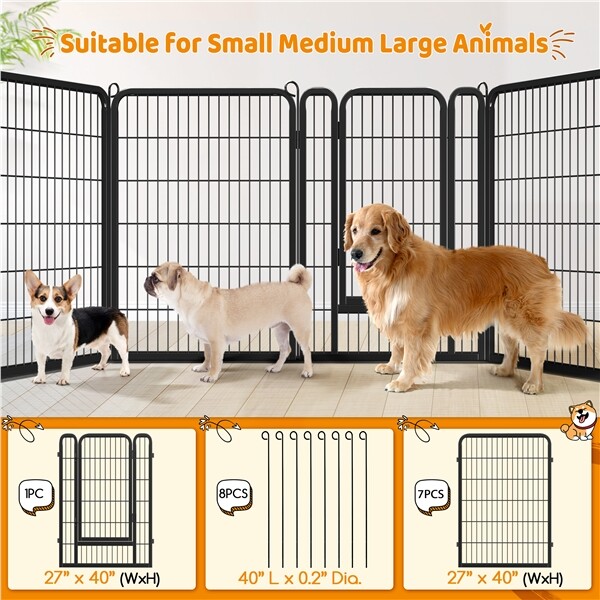Metal Dog Playpen Foldable Pet Fence Exercise Pen for Puppy/Rabbit/Small Animal