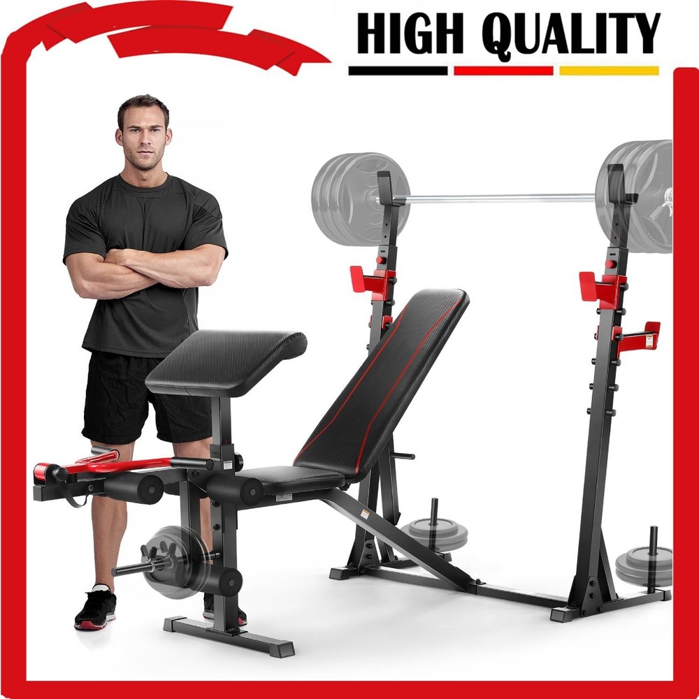 900LBS Adjustable Foldable Exercise Weight Bench Workout Bench Gym With V-Handle