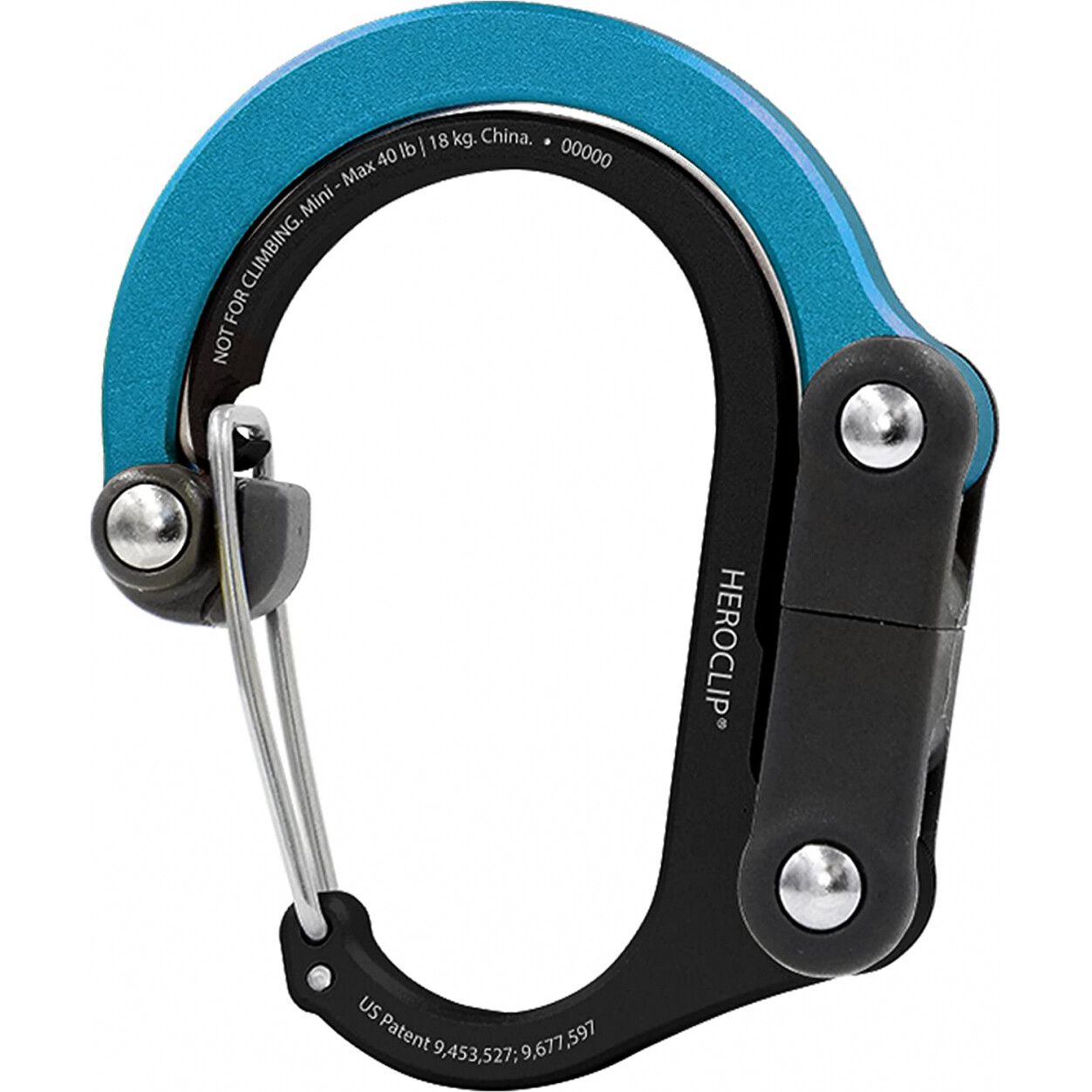 HEROCLIP Carabiner Clip Hook Mini for Camping, Organization (Black & Blue)