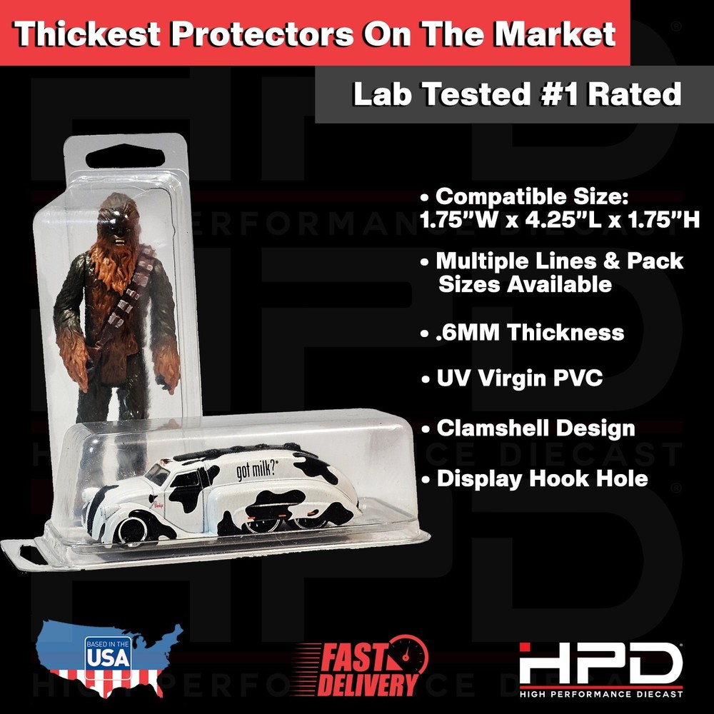 75 PACK HPD PROTECTOR CASE/COVER LARGE LOOSE CAR  HOT WHEELS ACTION FIGURES