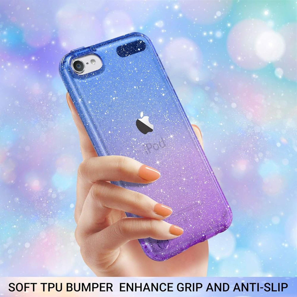 ULAK Clear Gradient Glitter Case for iPod Touch 7th/6th/5th Purple
