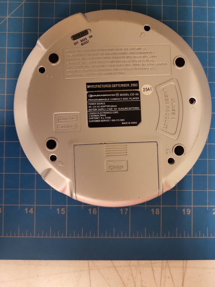 Durabrand CD-56 Portable Compact Disc Player Programmable Repeat Play Audio