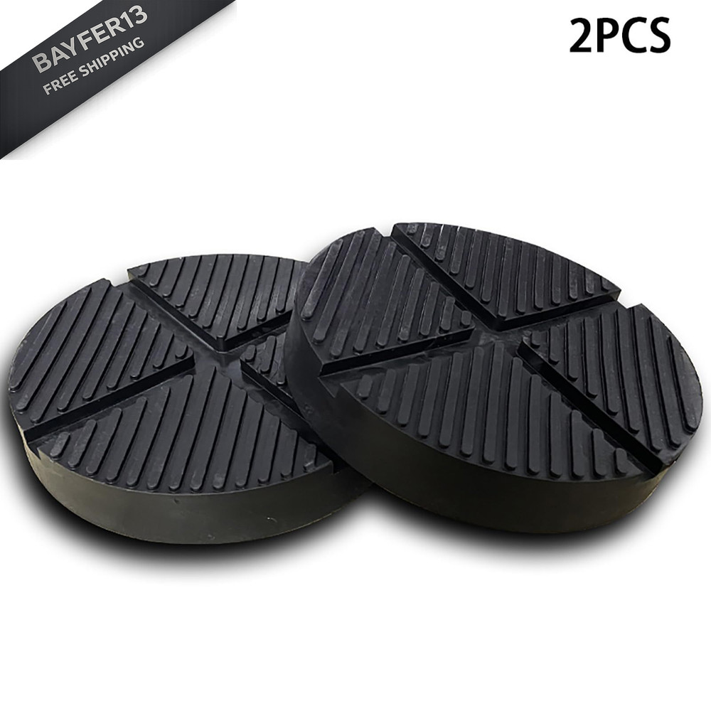 2PCS Rubber Jack Pads, Grooved Surface, Car Block Jacks Adapter Black