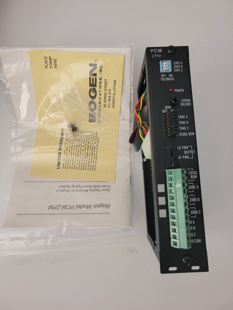 Bogen LUPCMZONE Interface Module Plug-in PCM-ZPM for PCM2000 Zone Paging System