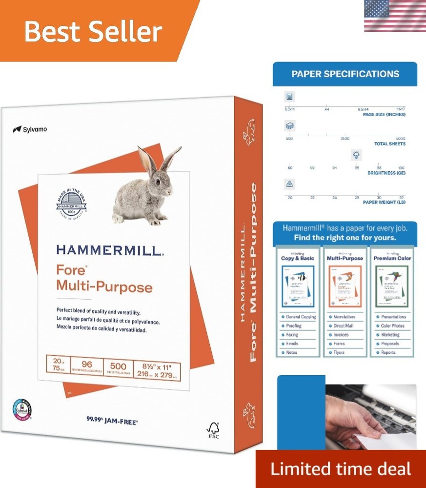 Versatile 20 lb Multi-Use Copy Paper - 8.5x11, 500 Sheets - Bright & Reliable