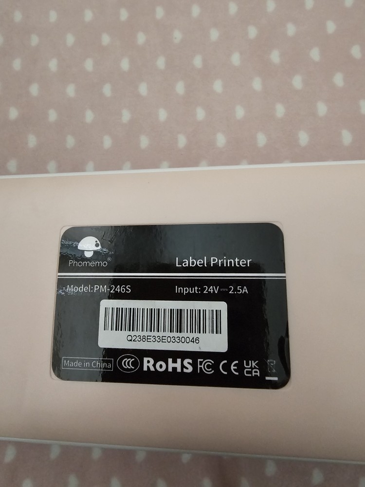 Phomemo PM-246S Label Printer, White, Input 24V 2.5A, Model PM-246S, MPN PM-246S