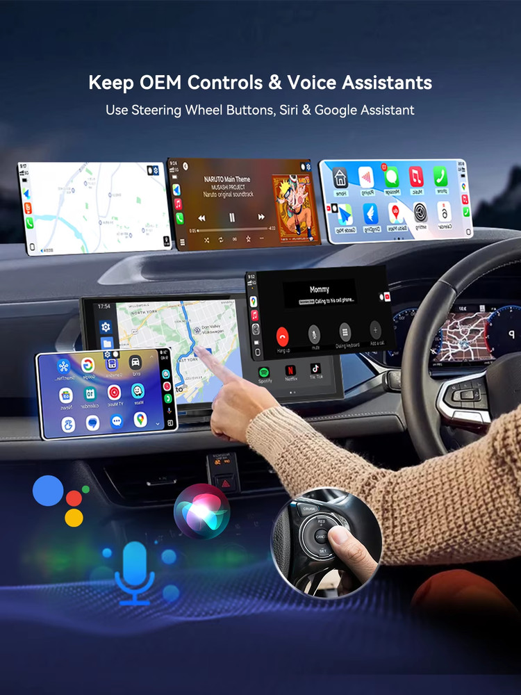 （Type-C）2 in 1 Carplay Dongle,Wireless Carplay Apapter USB C / Android Auto USB