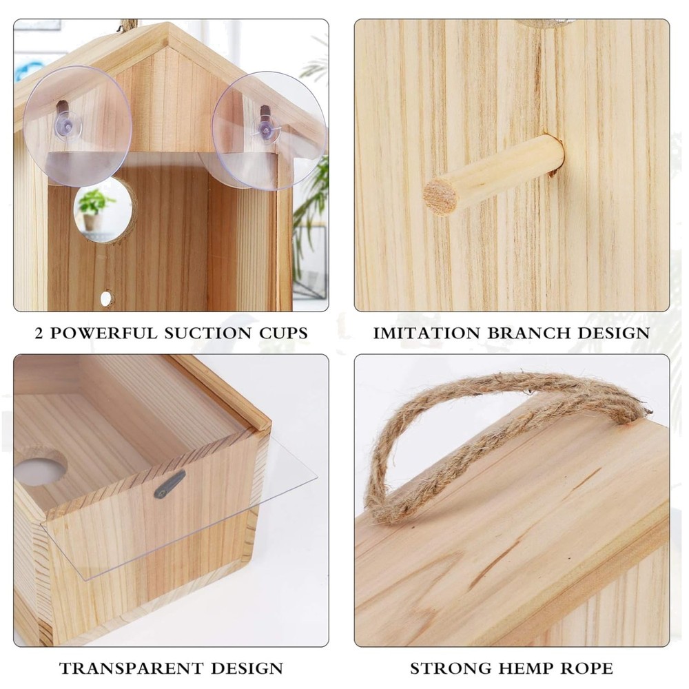 Transparent Window Bird Feeder, Easy Install Suction Cups