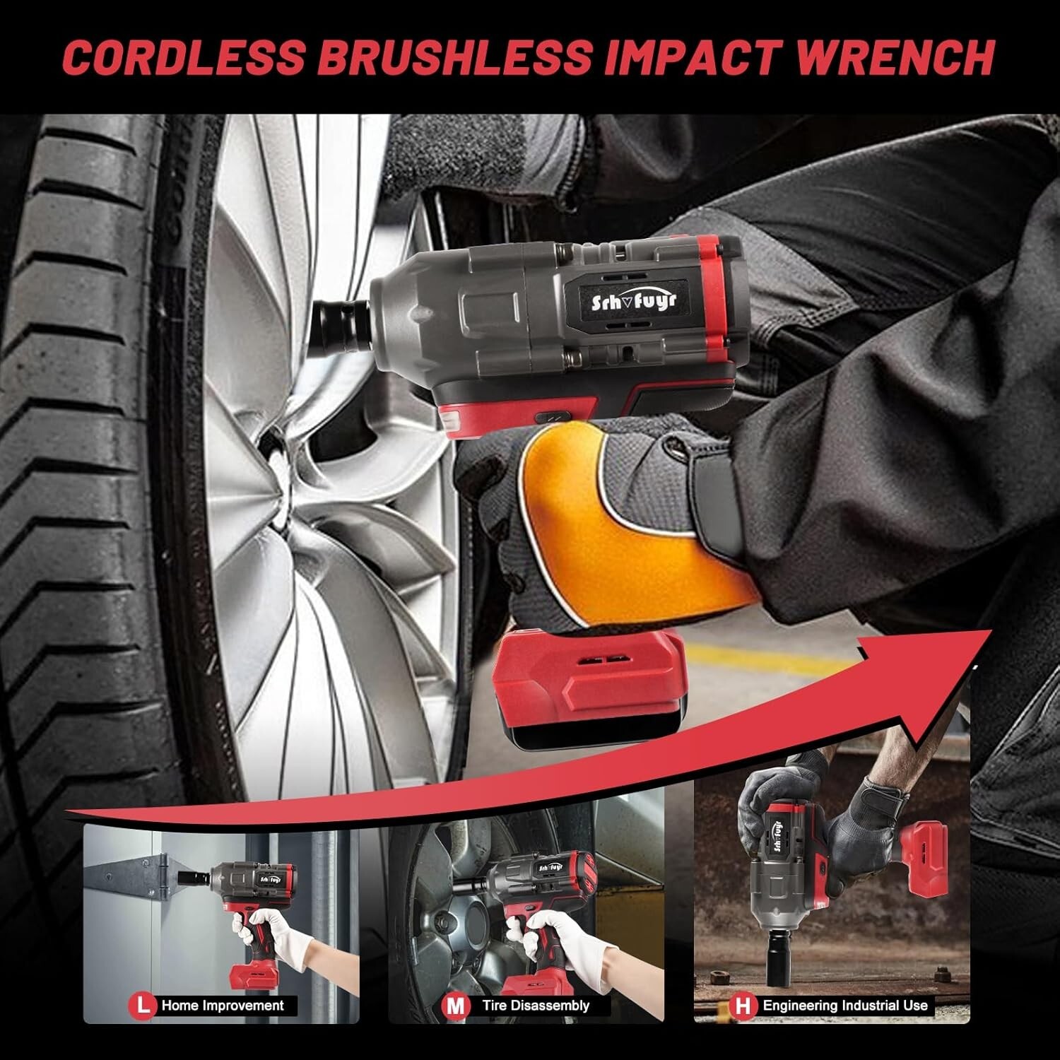 Cordless Impact Wrench 1/2 inch Up to 740FT-LBS Fits Milwaukee 18V (No Battery)