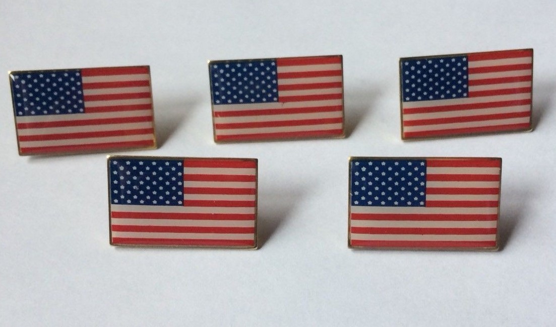 American Flag Lapel Pin Lot of 5 Made in USA Hat Tie Tack