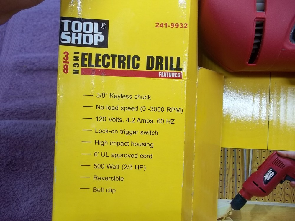 Tool Shop 3/8 Variable Speed Reversible Drill - Brand New (JD-30)
