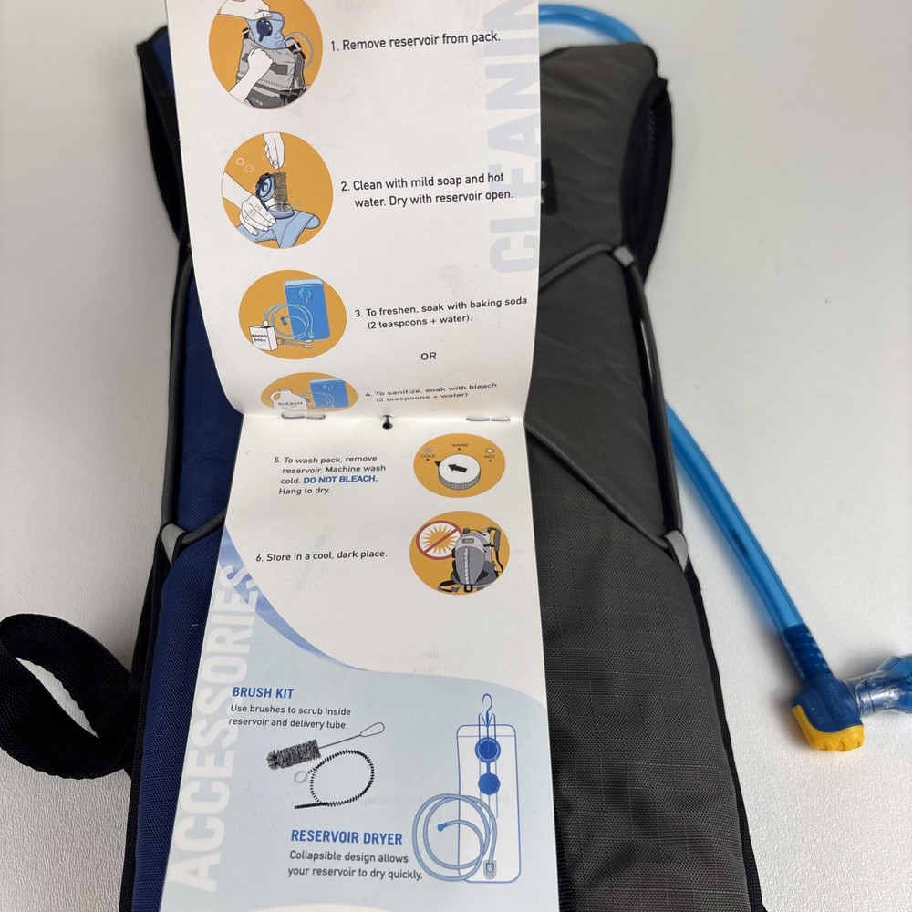 Camelbak Classic Blue & Gray Hydration Backpack Zipper Pocket W/ Bladder 70oz