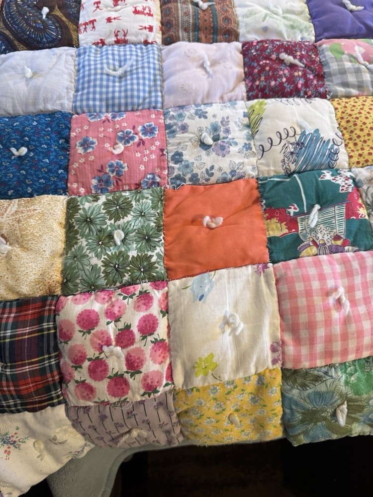 Vintage Puff Patchwork Hand Stitch Quilt