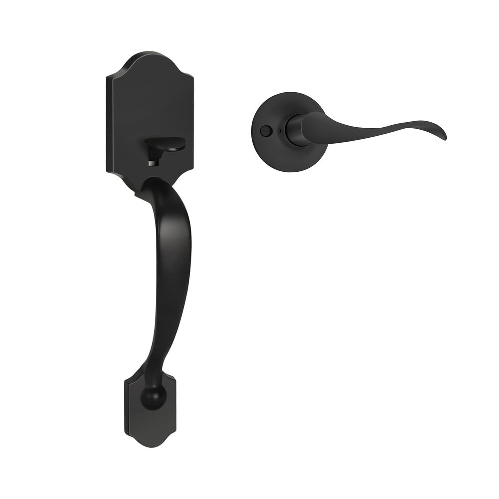 Haidms Front Door Handle Black, Entry&Exterior Wave Handle, Matte Black