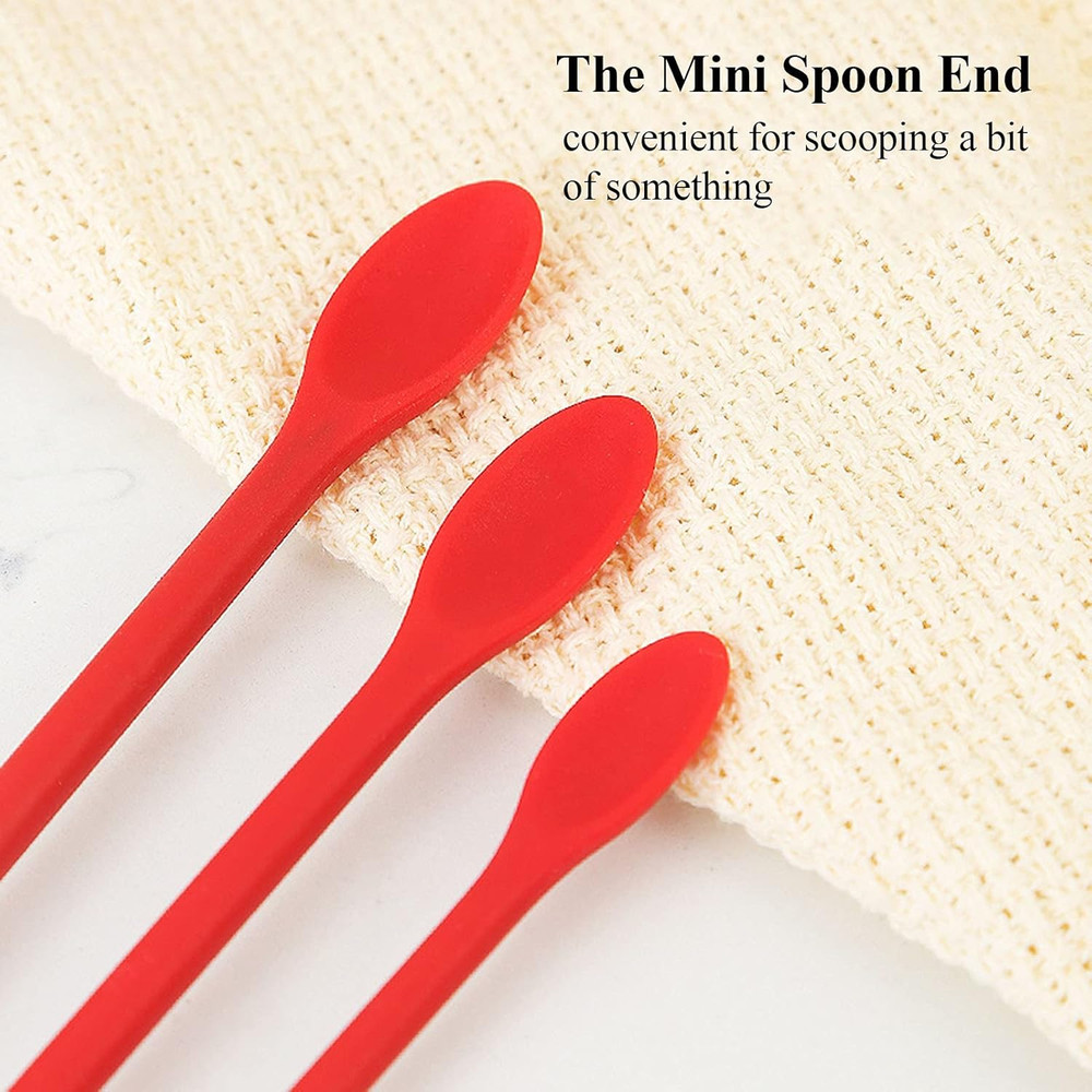 Mini Silicone Spatula, 6 PCS Jar Spatula, Reusable Double-Ended Tiny Silicone Sp