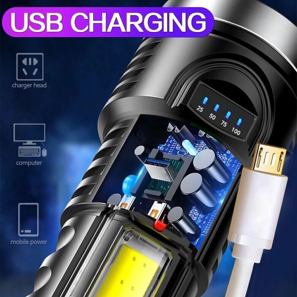 Super Bright 999000000 LM LED Torch Tactical Flashlight Lantern Rechargeable US