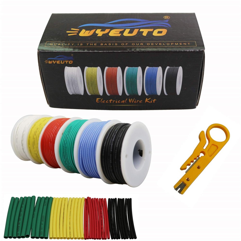 18awg Stranded Wire Core Hook up Wires-6 Different Yellow,Blue,Green,White