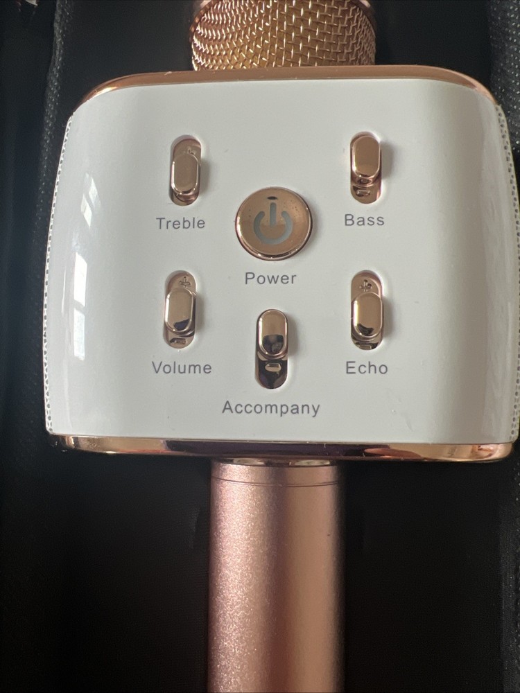 Karaoke Microphone Handheld Wireless Bluetooth w/Speaker Rose Gold Color WORKING