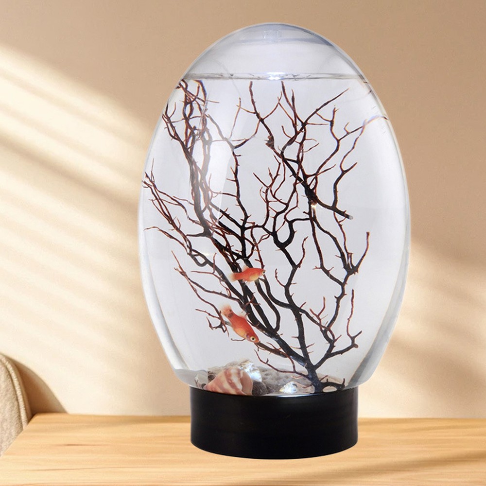 Aquarium Mini Fish Tank With LED Light Microlandscape For Tabletop