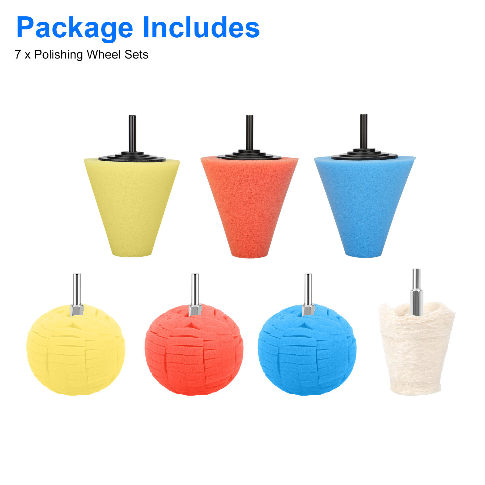 Car Polisher Kit, 7Pcs Wheel Buffing Polishing Sponge Ball for Wheel Hub Care