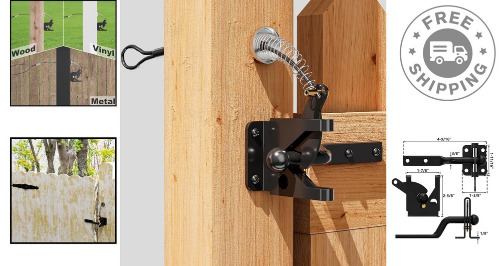 2 Pack Self-Locking Carbon Steel Fence Gate Latch - Durable Security Solution