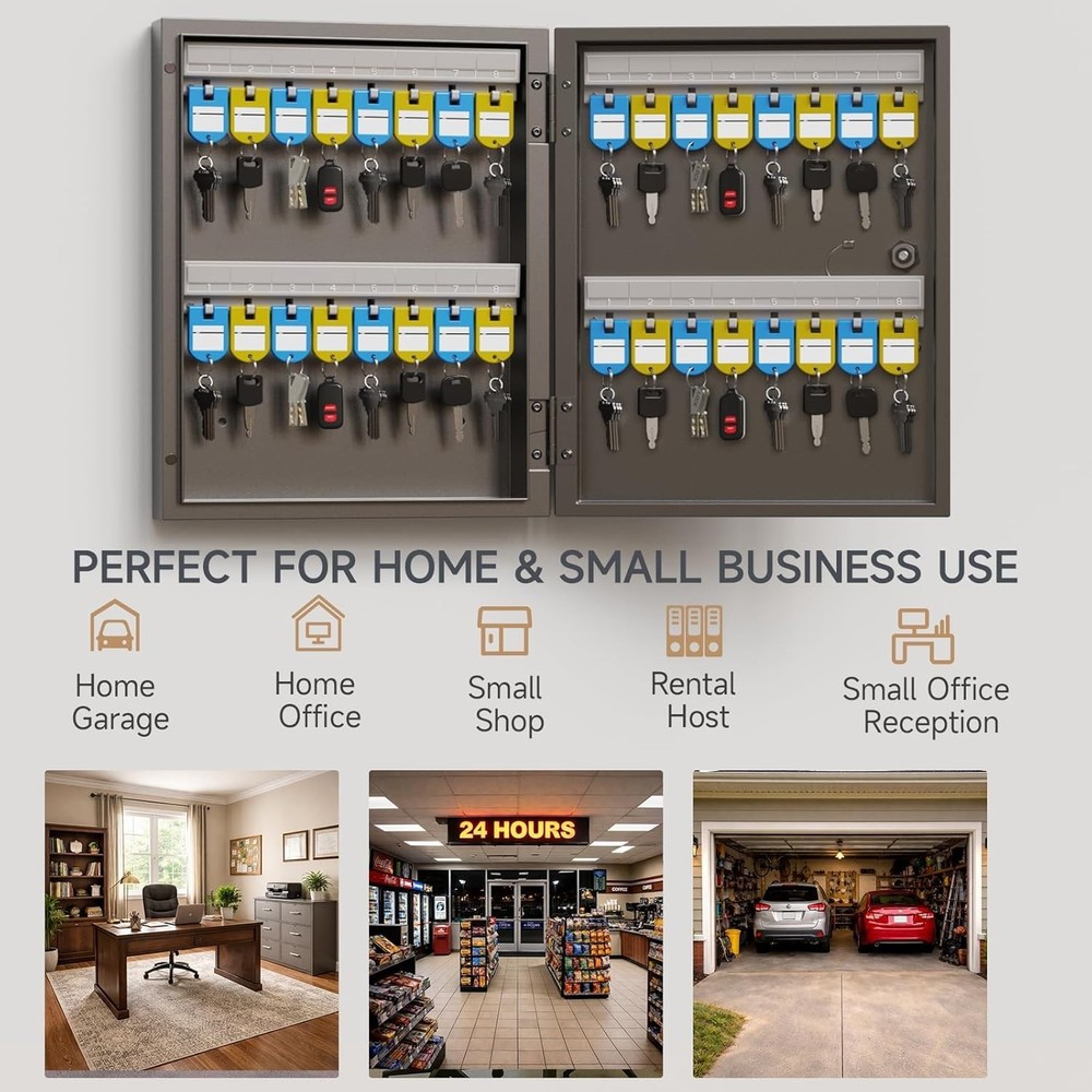 32 Key Cabinet Organizer, Lock Box, Security Storage for Valets, Hotels, Car ...