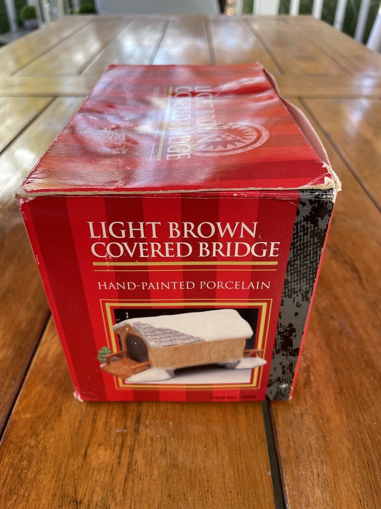 Vintage Lemax Light Brown Covered Bridge For Village