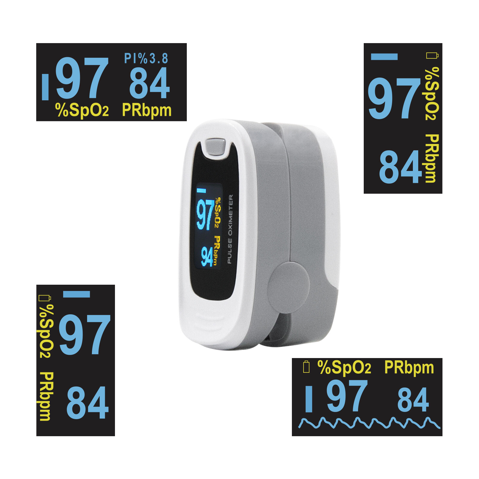 FDA Finger Pulse Oximeter OLED Blood Oxygen Meter Heart Rate SpO2 Monitor Sensor
