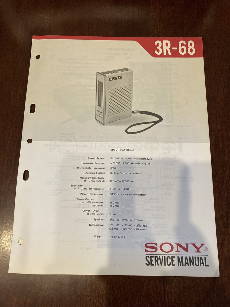 Original 3R-68 Sony Service Manual