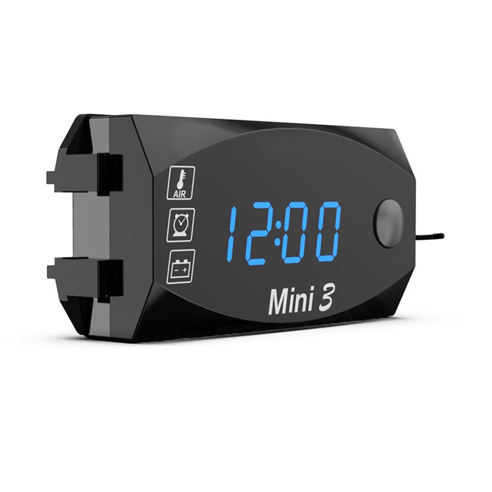 3 in 1 Time/Temperature/Voltage Digital LED Motorcycle Voltmeter Waterproof