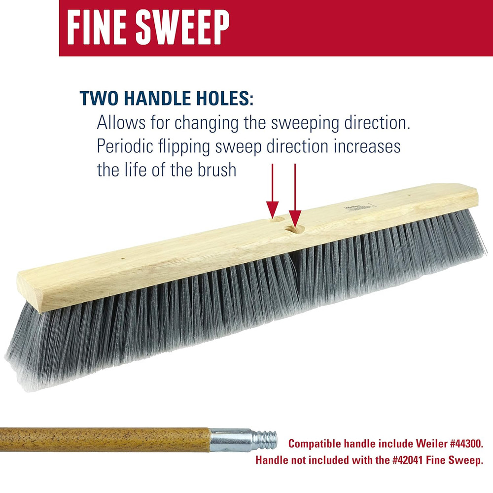 36" Fine Sweep Floor Brush, Flagged Silver Polystyrene Fill, Includes Brace