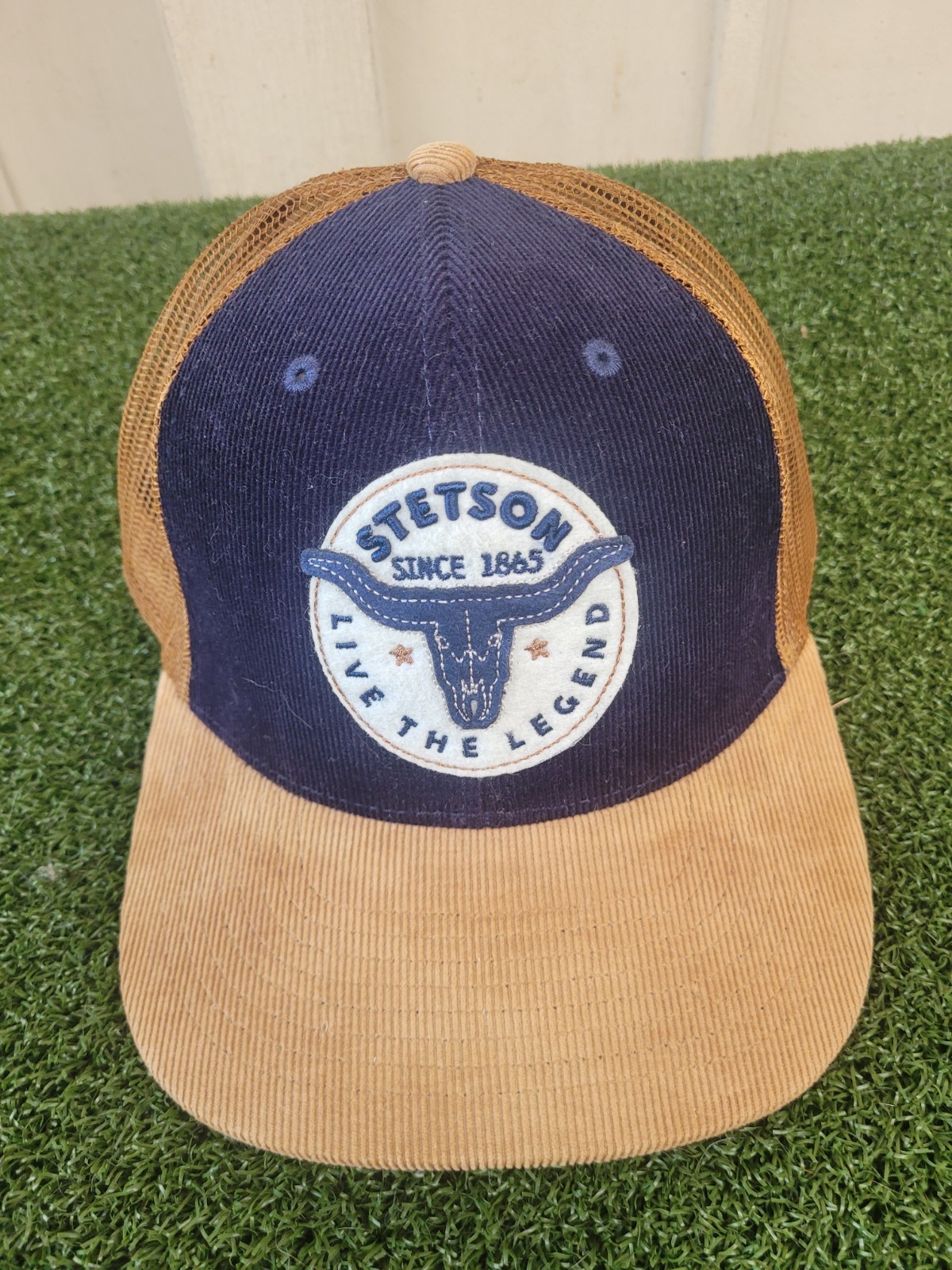 STETSON 'LIVE THE LEGEND' FELT TRUCKER CAP / HAT w/ Steer Head Patch SNAP Back