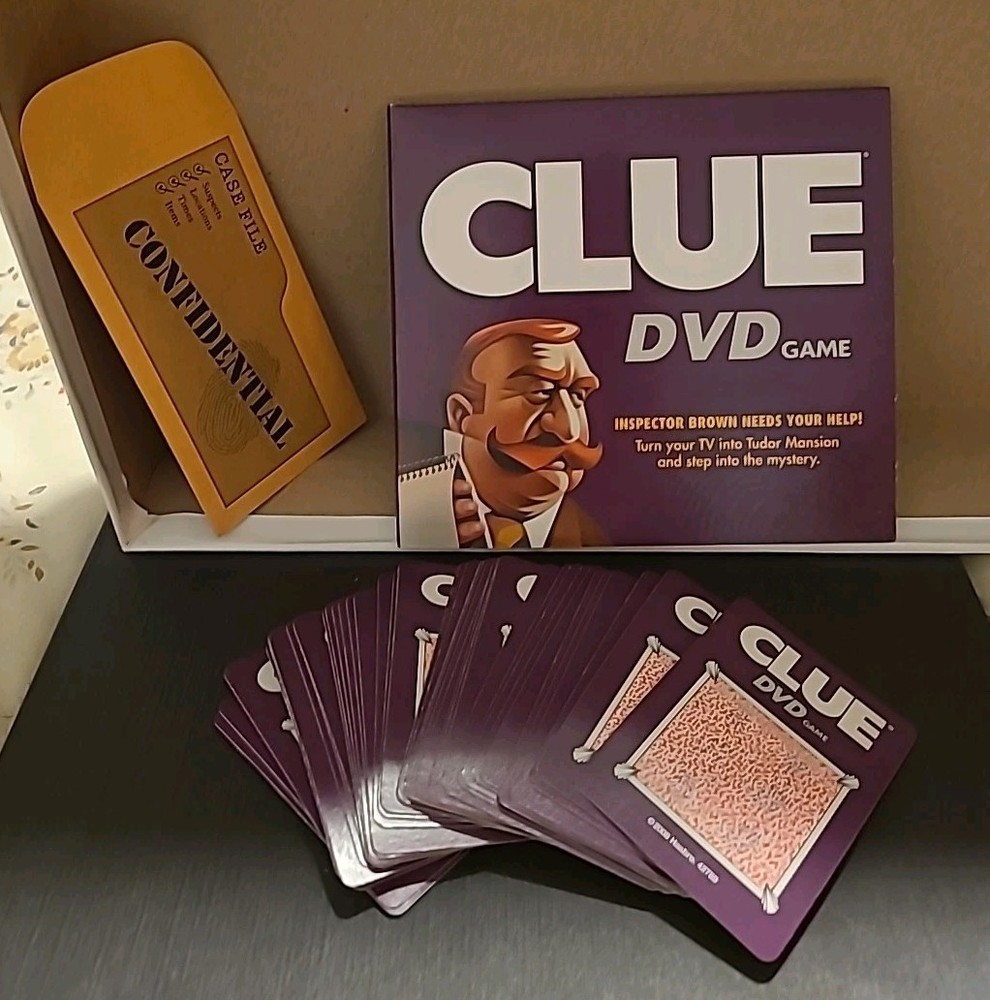 2006 Clue Game Replacement 42 Card Deck, Case File Envelope & DVD