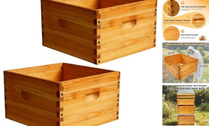 2 Pack Beehive Deep Brood Box 10 Frame Langstroth Deep Brood Bee Hive Box