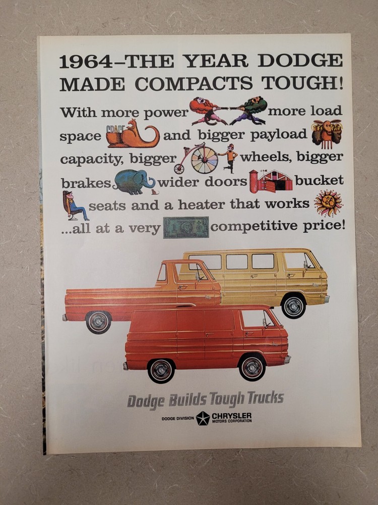 VTG 1964 Original Magazine Ad The Year DODGE made Compacts Tough