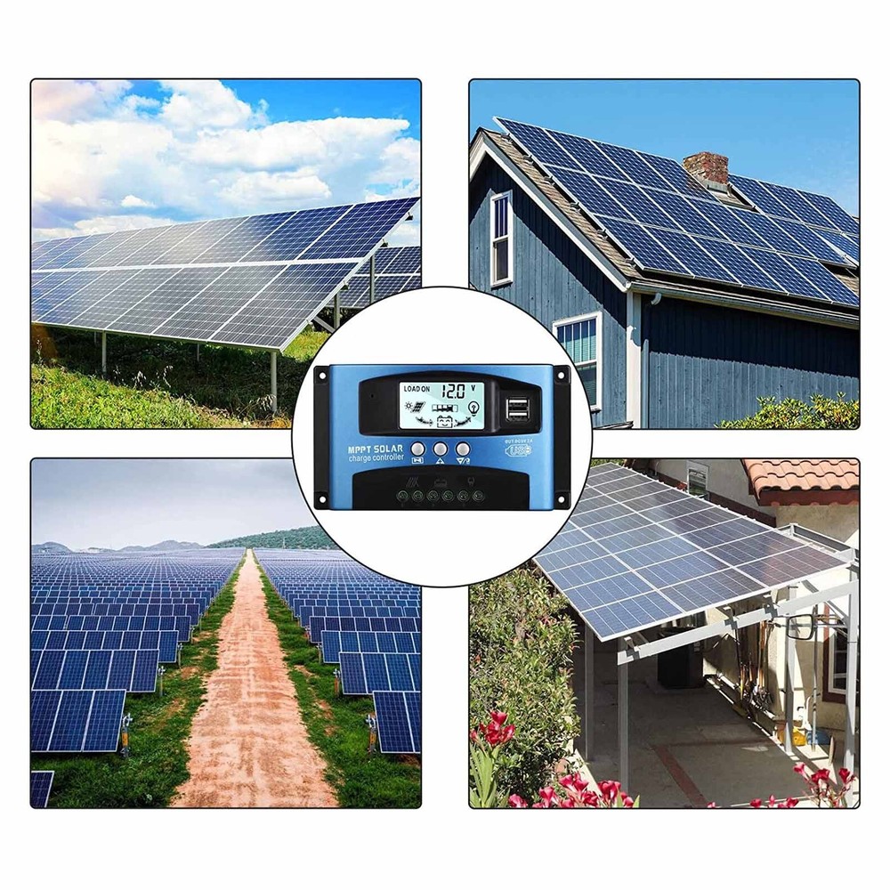 12/24V 30A/60A MPPT Solar Charge Controller Panel Battery Regulator Dual USB