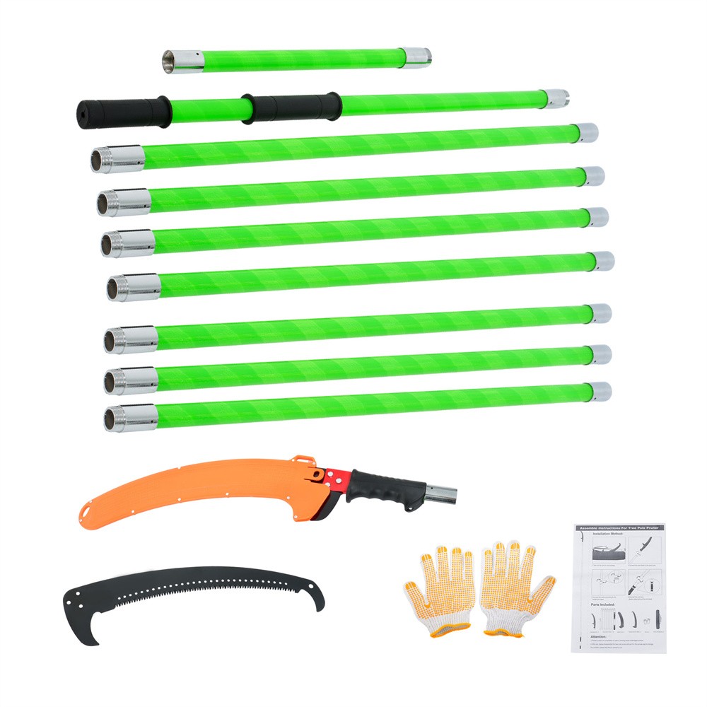 30 Feet Tree Pole Pruner Durable Tree Trimmers Handle Manual Branches Green