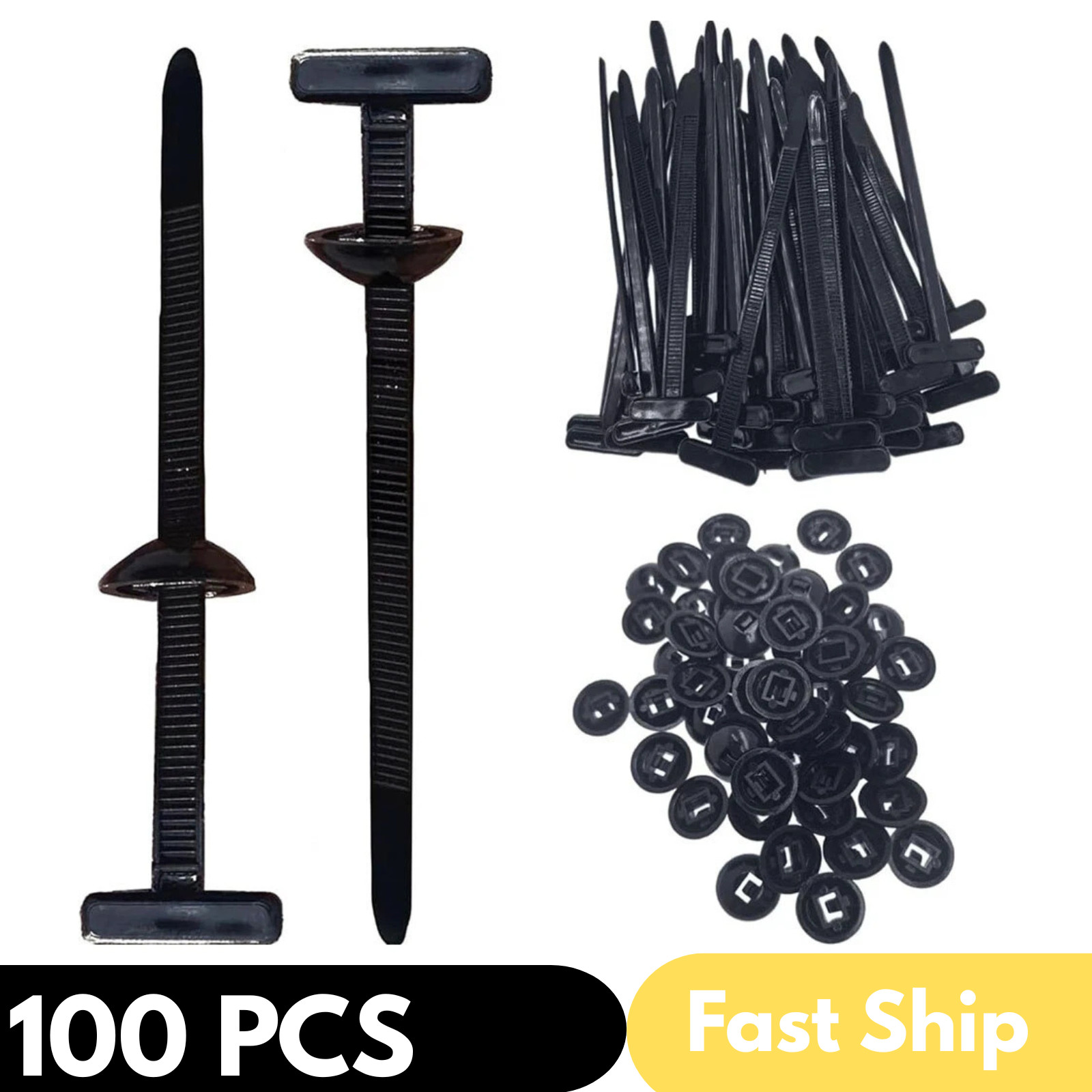 100 PCS Nylon Universal Cable Tie Buckle，Heavy Duty Self-Locking Zip Ties Holder
