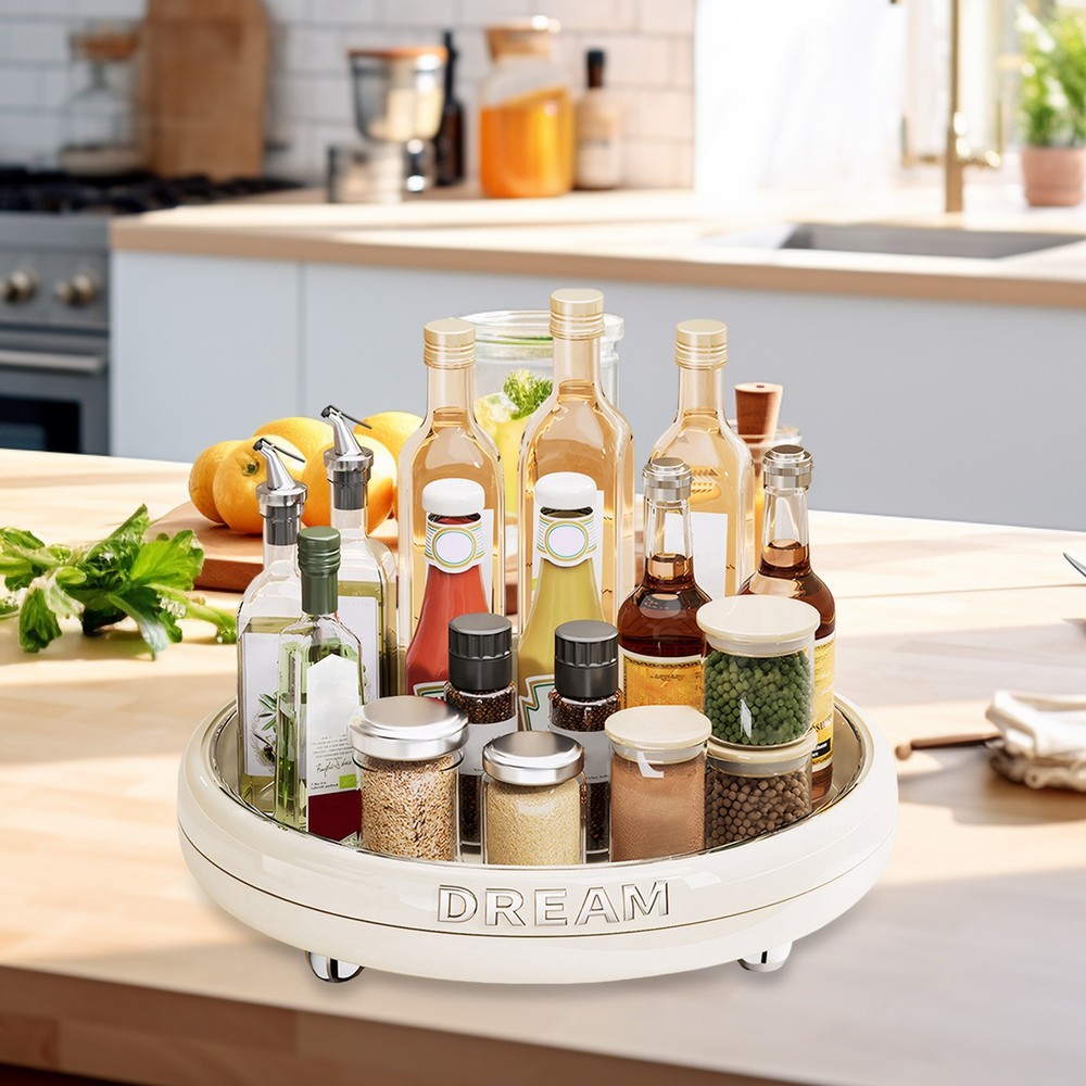 Rotating Kitchen Storage Tray Waterproof C ondiment Holder Kitchen Accessory